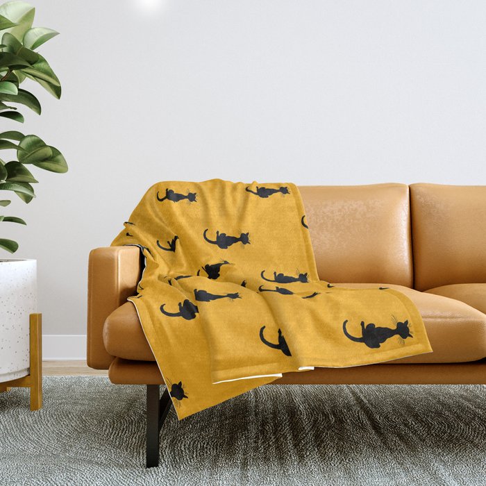 BLACK CATS - Saffron Throw Blanket