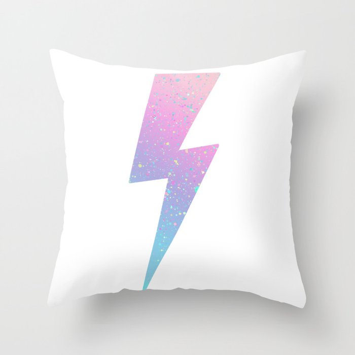 color splash lightning bolt Throw Pillow