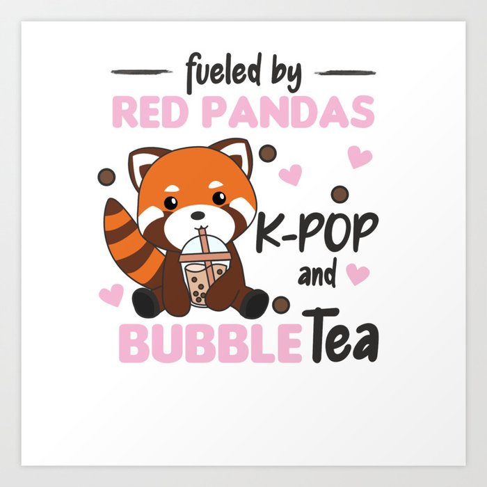 Bubble Tea Red Panda Chocolate Cute Animals Boba Art Print