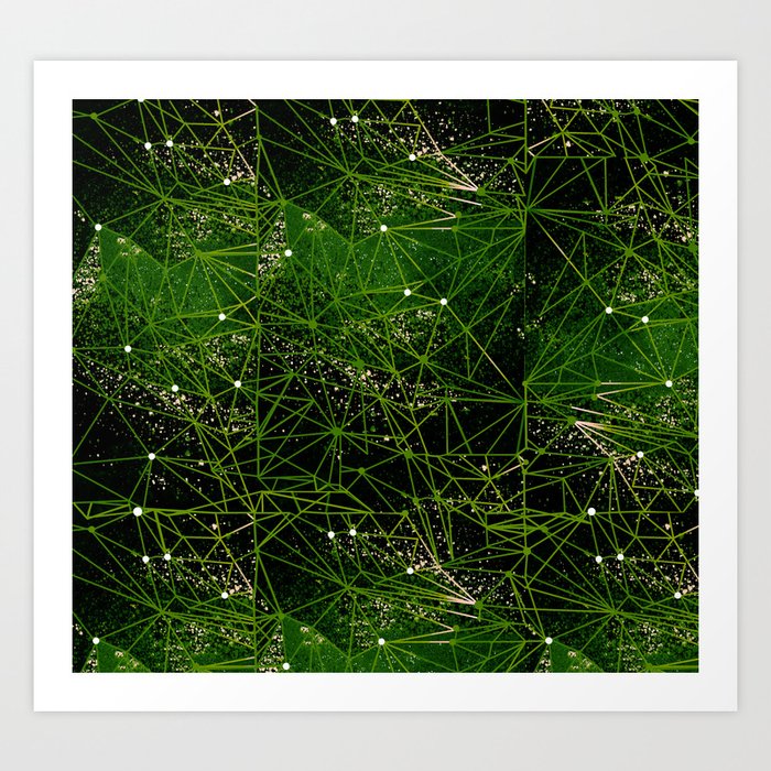 geometry of space, green Art Print