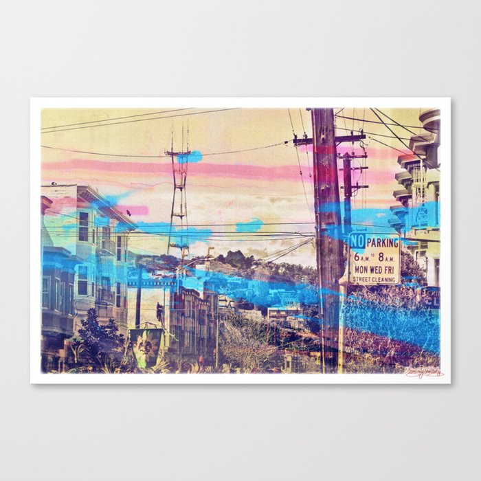 San Fran-See-Peaks - Sutro tower on Stereoid in the mission district, San Francisco Canvas Print