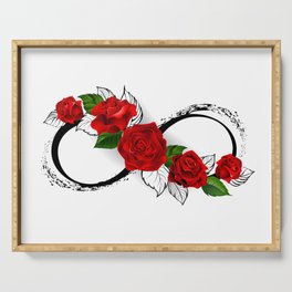Infinity Symbol with Red Roses Serving Tray