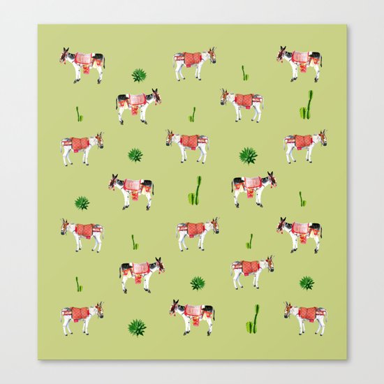 donkeys and cactuses Canvas Print