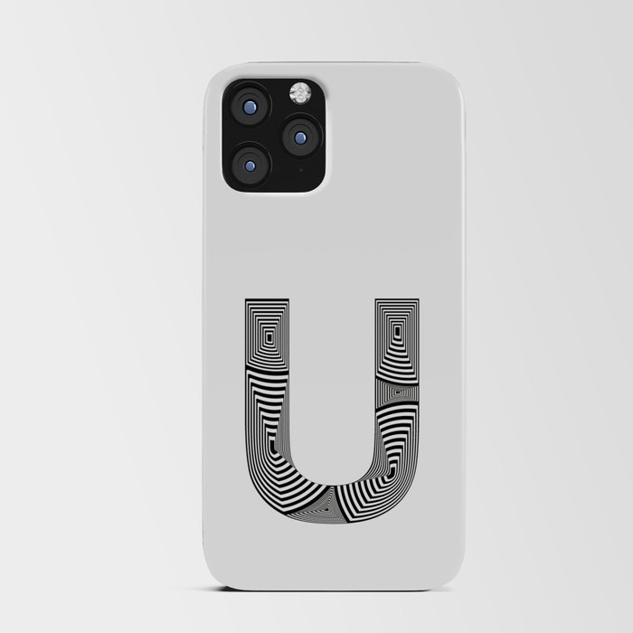 capital letter U in black and white, with lines creating volume effect iPhone Card Case