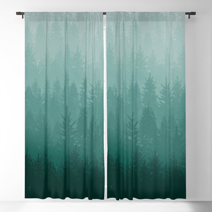 Misty Pacific Northwest Forest Blackout Curtain