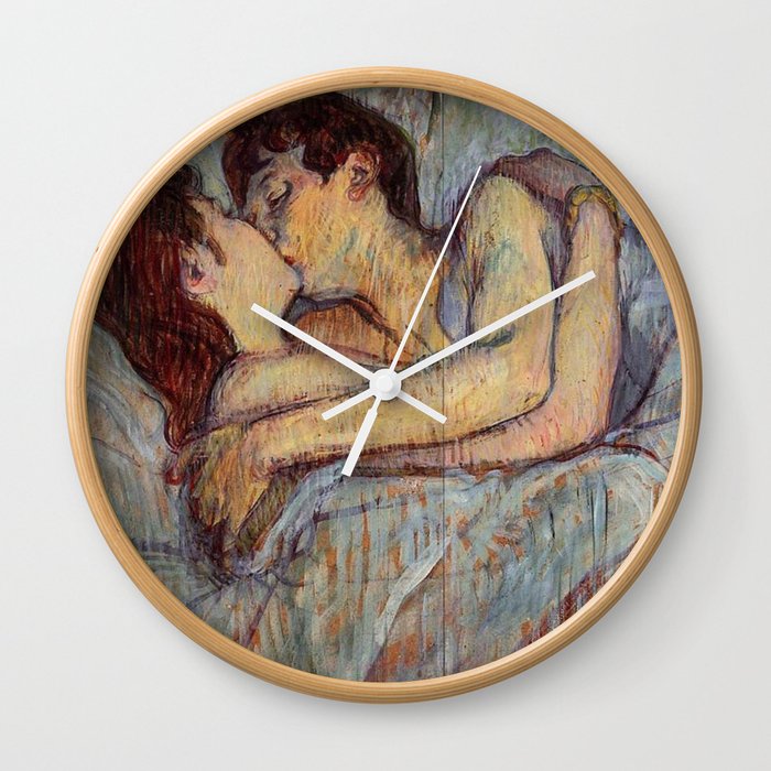 Henri De Toulouse Lautrec In Bed The Kiss Painting Wall Clock