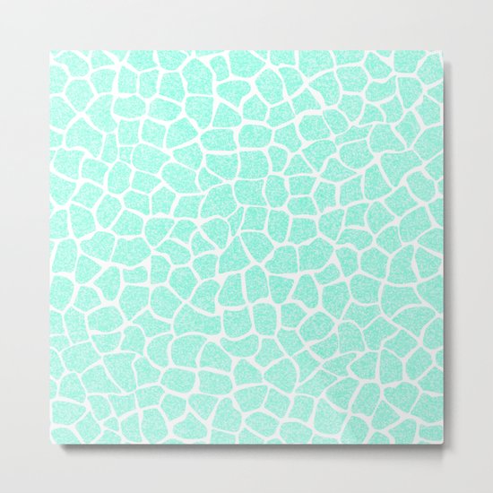 Light Blue Glitter Giraffe Print Metal Print