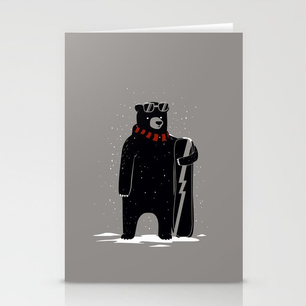 Bear on snowboard Stationery Cards