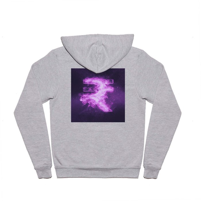 Indian Rupee sign, Indian Rupee symbol. Monetary currency symbol. Abstract night sky background. Hoody