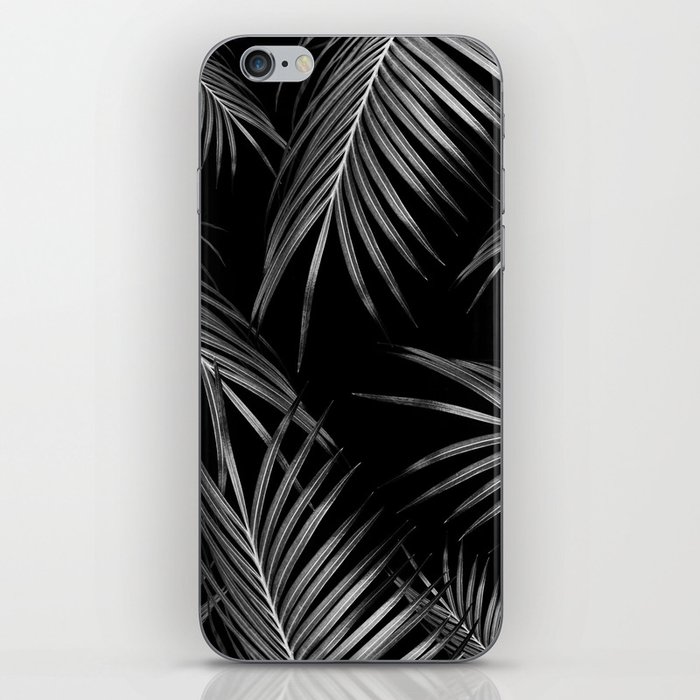 Silver Gray Black Palm Leaves Dream #1 #tropical #decor #art #society6 iPhone Skin