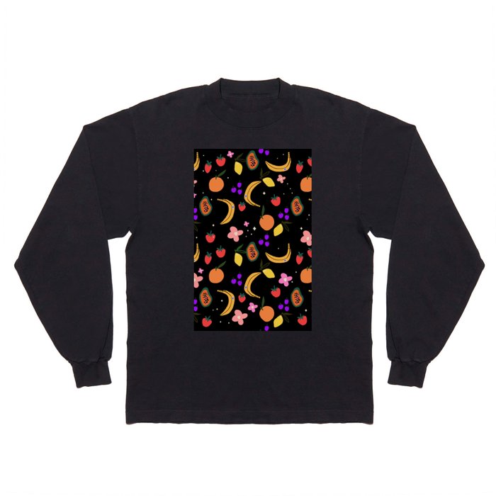 Retro vintage colourful fruits Long Sleeve T Shirt