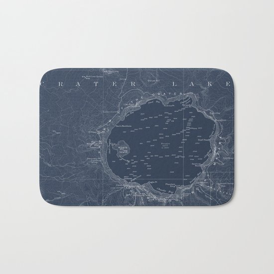 Crater Lake Blueprint Map Design Bath Mat