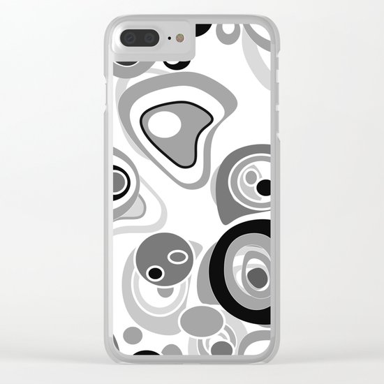 Abstract black white gray polka dot pattern 2 Clear iPhone Case