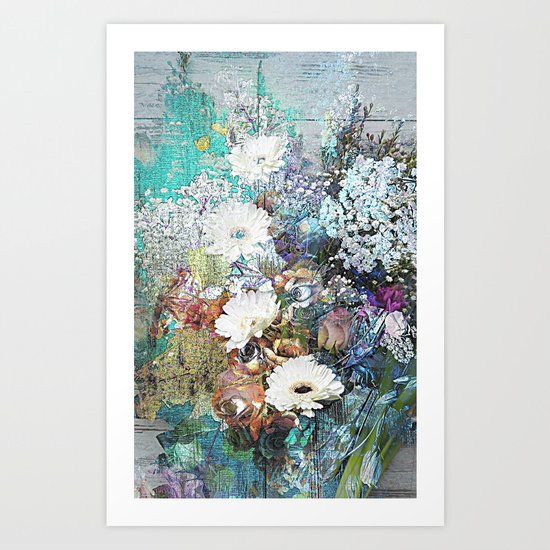 Shabby Chic impressionistic colorful floral Art Print