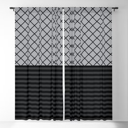 Elegant Thin Stripes Lace Harlequin Grid Black Gray Grey Blackout Curtain