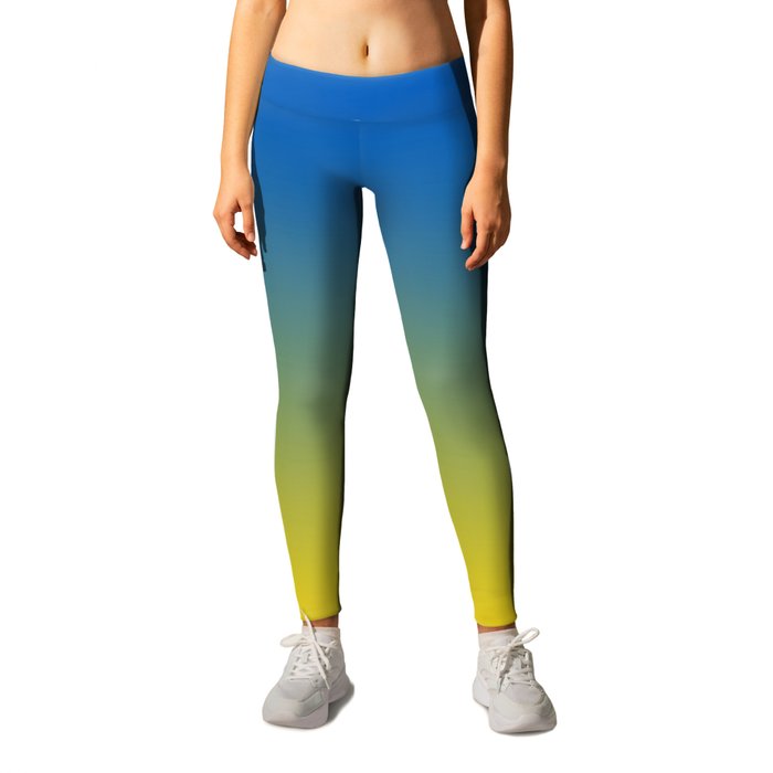 Blue and Yellow Solid Colors Ukraine Flag Colors Gradient 2 100% Commission Donated To IRC Read Bio Leggings