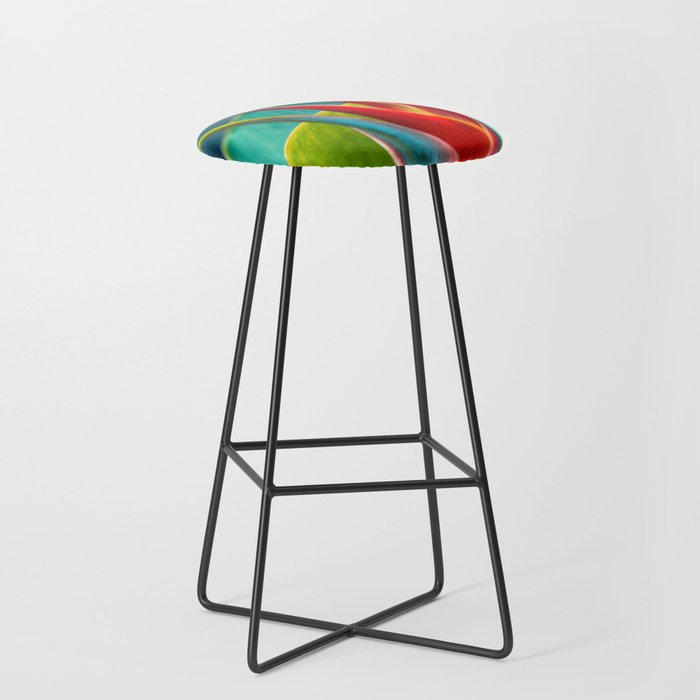 Beautiful Helicon Flower With Palm Leaves Bar Stool