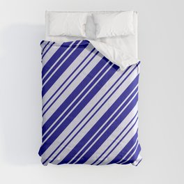 [ Thumbnail: Dark Blue and Lavender Colored Lines Pattern Comforter ]