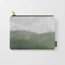 Valleys Beyond - Green Grass Hills Nature Pasture Gray Sky Clouds Abstract Nature Farmhouse Painting Carry-All Pouch | Clouds, Painting, Landscape, Lightgrey, Land, Farm, Acrylic, Cloudy, Sky, Pasture 