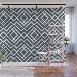 Blue and White Chevron Stripe Diamond Pattern Pairs DE 2022 Popular Color Blue Tapestry DET545 Wall Mural