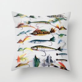Flies and Lures Throw Pillow