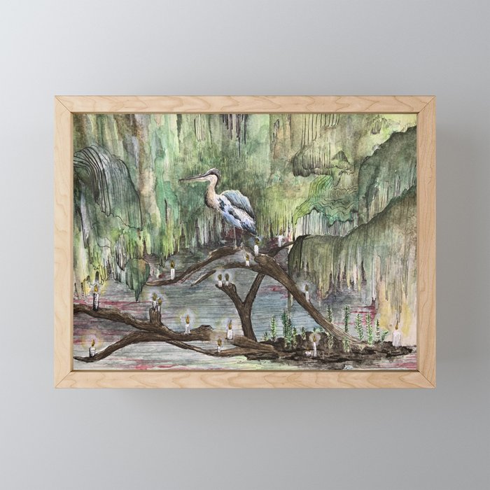Mr. Blue Heron The Swamp Gatekeeper Framed Mini Art Print