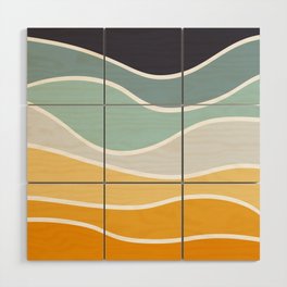 Colorful summery retro style waves Wood Wall Art