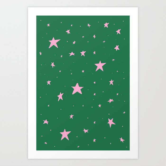 Pink nighttime stars  Art Print