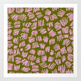 Pink and Green Retro Pattern 70s Art Print