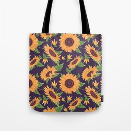 Sunflowers in purple Tote Bag