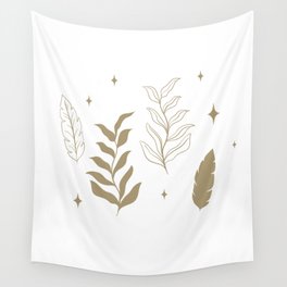 Golden Space Leaves Wall Tapestry