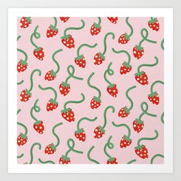 Curly Strawberry pattern  Art Print