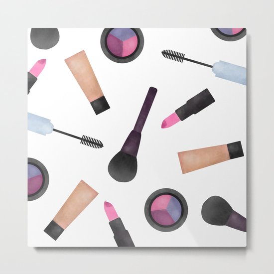 Scattered Makeup Pattern Metal Print