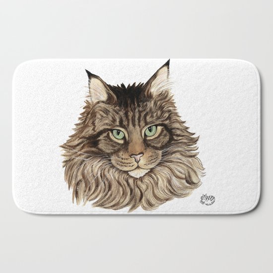 Maine Coon Cat Cats By Nina Lyman Bath Mat By Ninalyman Society6