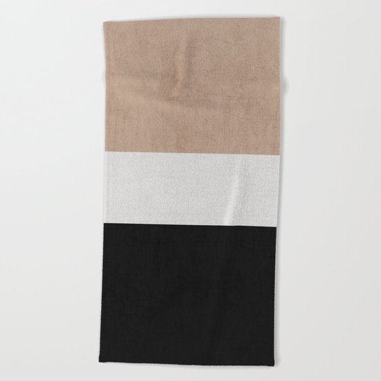 classic - natural, cream and black Beach Towel