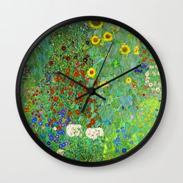 Gustav Klimt Flower Garden Wall Clock | Painting, Fieldofsunflowers, Vintage, Gustav, Nature, Flower, Oil, Klimt, Sunflower, Summer 