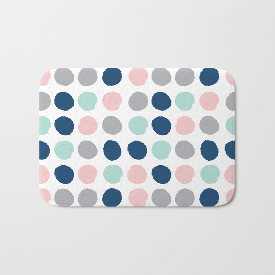 Zanthe - abstract trendy dots polka dots painted dot pattern blue pink pastel pantone color of the Bath Mat