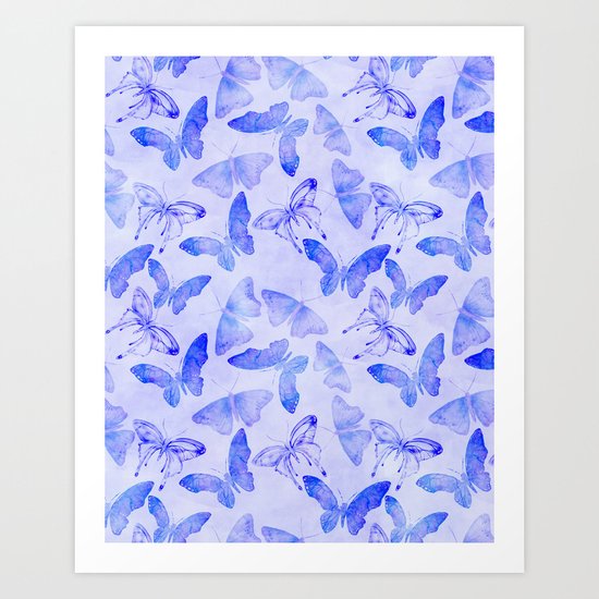 Purple Watercolor Butterfly Pattern Art Print