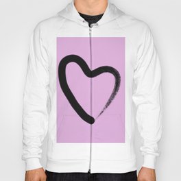 Simple Love - Minimalistic simple black love heart brush stroke on a pink background Hoody