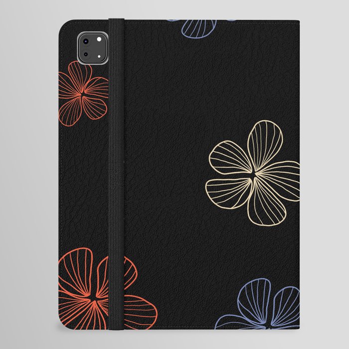 Black striped batik flower pattern iPad Folio Case