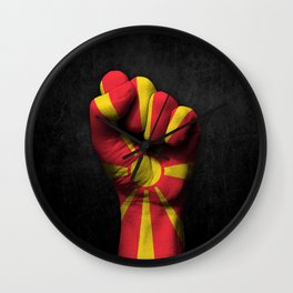 Macedonian Flag on a Raised Clenched Fist Wall Clock