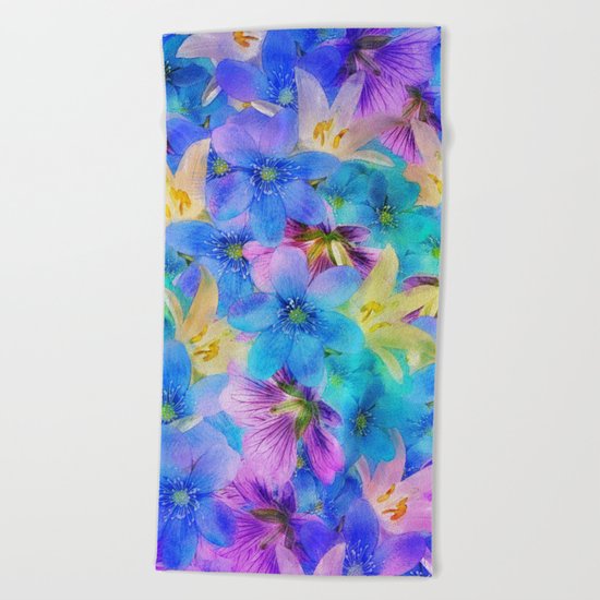 Vivid Floral Pattern Beach Towel