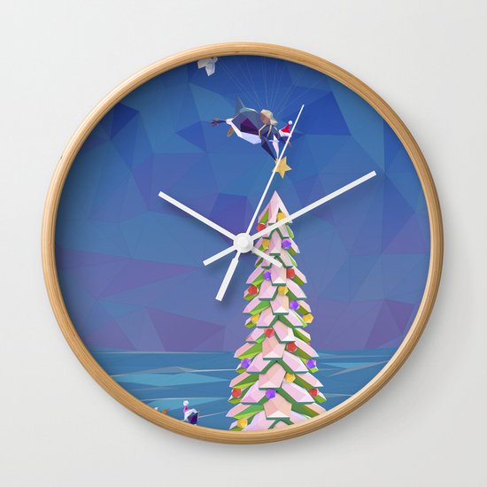 Christmas Flight Wall Clock