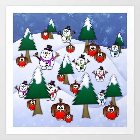 Rocking Robin In A Winter Wonderland. Art Print