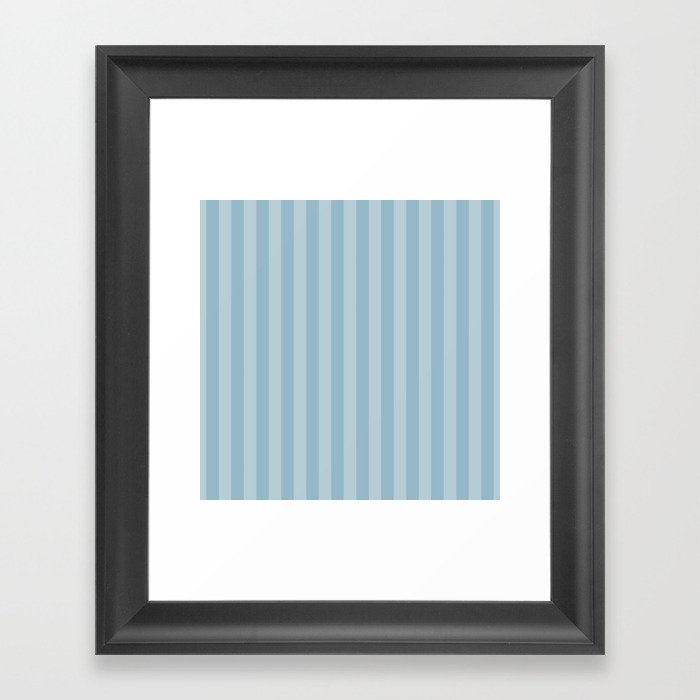 Baby Blue Summer Cabana Beach Picnic Stripes Framed Art Print