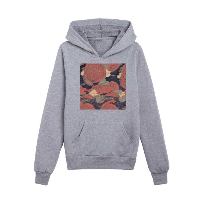 Japanese Cloud Hokusai Kids Pullover Hoodie