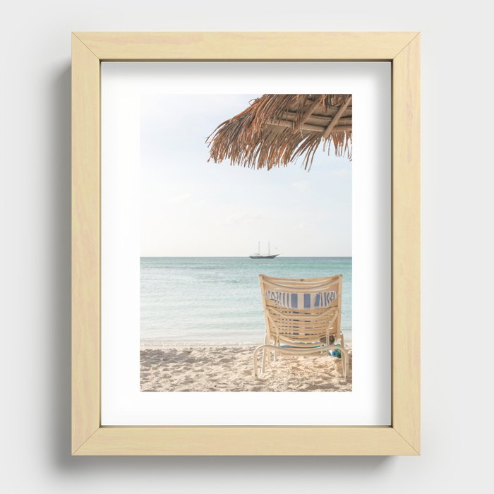 Summer Holiday Beach Photo | Aruba Island Ocean View Art Print | Caribbean Nature Travel Photography Recessed Framed Print