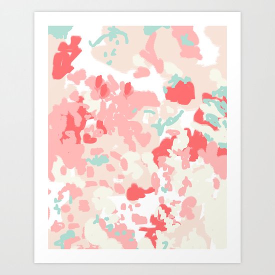 Kelsie - cute abstract minimal pink blush painterly dorm college office trendy decor Art Print
