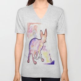 Pastel Space Sphynx Cat V Neck T Shirt