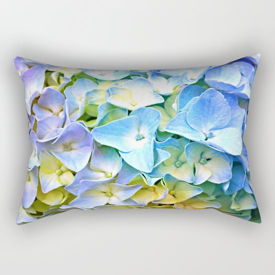 Soft Pastel Tri-Color Hydrangea Rectangular Pillow